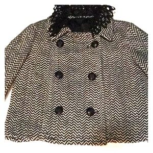 Anna Sui Wool Crooped Herringbone Jacket